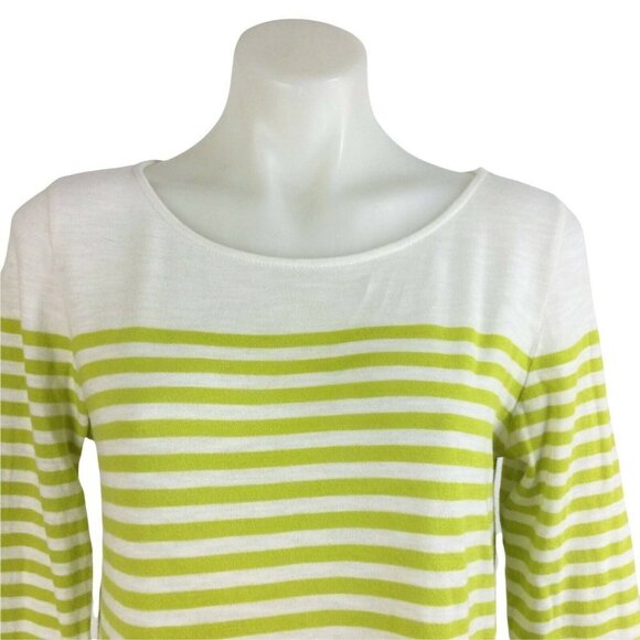 Joie Green White Striped Cotton Long Sleeve Knit Top Womens Size Small - Picture 2 of 9